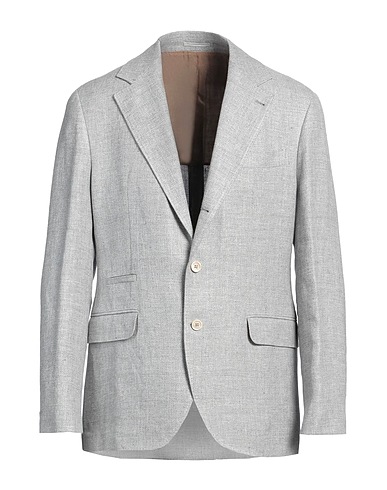 BRUNELLO CUCINELLI Blazer Light grey 74% Linen, 24% Wool, 2% Silk