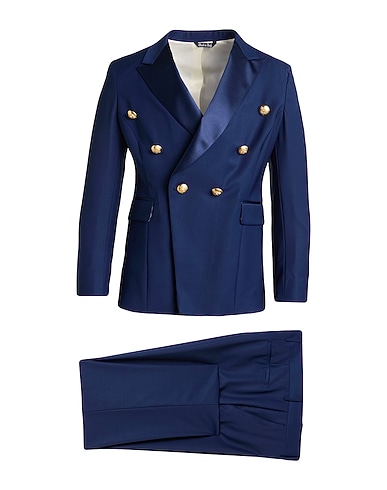 BRIAN DALES Suits Navy blue 54% Polyester, 44% Wool, 2% Elastane