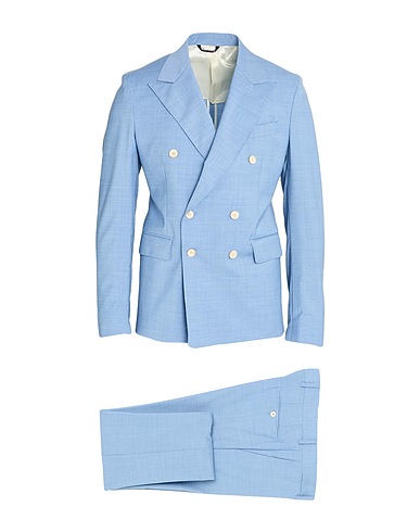 BRIAN DALES Suits Azure 54% Polyester, 44% Wool, 2% Elastane