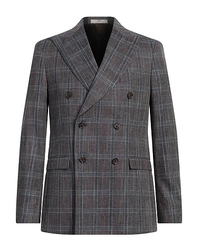 CC COLLECTION CORNELIANI Blazer Dark brown 65% Virgin Wool, 27% Cotton, 8% Linen