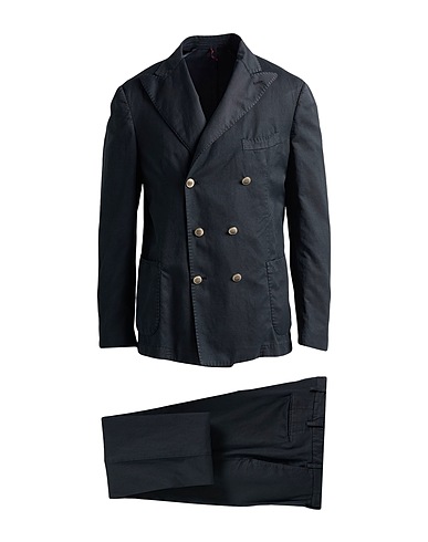SANTANIELLO Suits Black 64% Cotton, 29% Linen, 7% Mohair wool