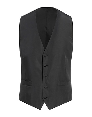 LARDINI Suit vest Black 67% Polyester, 33% Viscose, Cupro