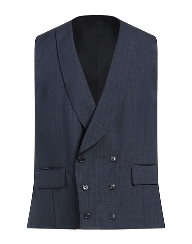 LARDINI Waistcoat Navy blue 100% Wool, Cupro