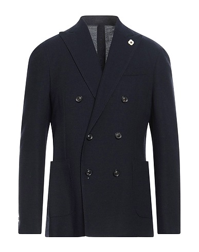 LARDINI Blazer Navy blue 95% Wool, 5% Polyester