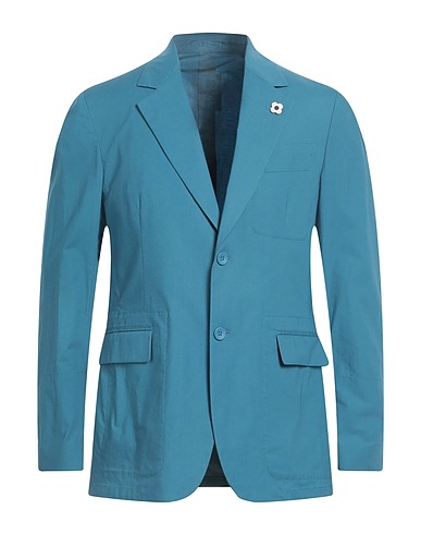 LARDINI Blazer Slate blue 97% Cotton, 3% Elastane