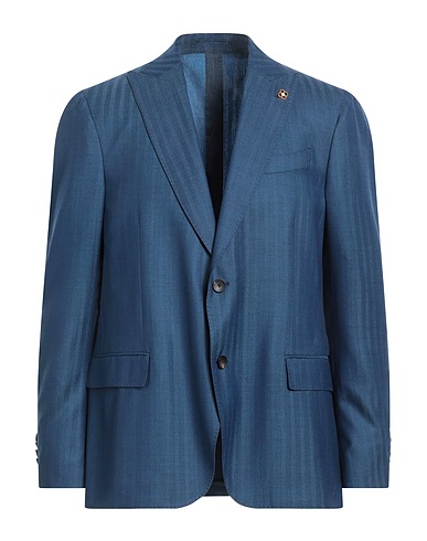 LARDINI Blazer Slate blue 92% Wool, 8% Silk