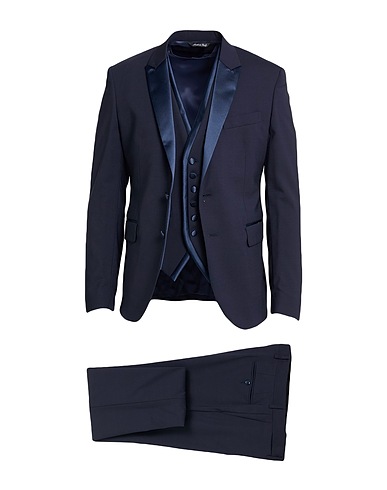 BRIAN DALES Suits Navy blue 74% Wool, 22% Polyester, 4% Elastane