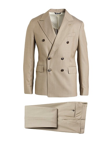 BRIAN DALES Suits Beige 66% Wool, 21% Cotton, 13% Silk