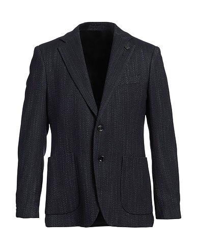LARDINI Blazer Navy blue 84% Wool, 16% Silk