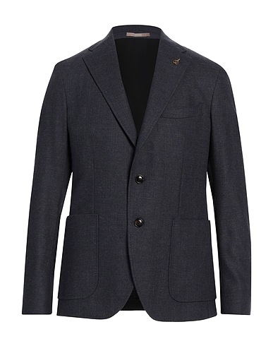PAOLONI Blazer Midnight blue 46% Virgin Wool, 35% Cotton, 9% Linen, 9% Polyamide, 1% Elastane