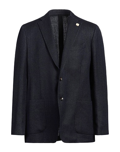 LARDINI Blazer Midnight blue 50% Wool, 50% Linen