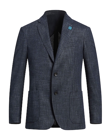LARDINI Blazer Navy blue 60% Viscose, 28% Polyester, 8% Linen, 4% Wool