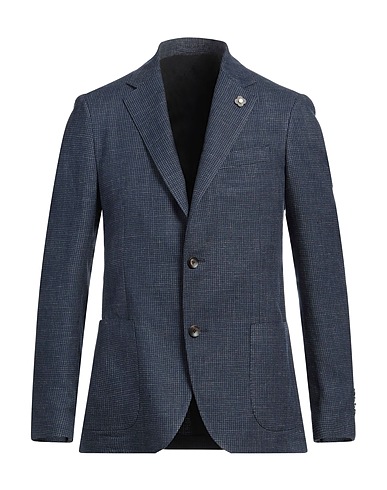 LARDINI Blazer Midnight blue 54% Linen, 46% Polyester