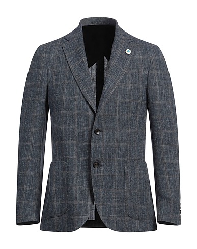 LARDINI Blazer Navy blue 59% Wool, 33% Cotton, 8% Linen