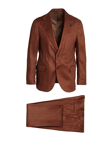 LARDINI Suits Chocolate brown 55% Linen, 42% Viscose, 3% Elastane