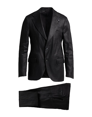 LARDINI Suits Black 55% Linen, 42% Viscose, 3% Elastane