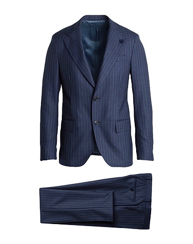 LARDINI Suits Navy blue 99% Virgin Wool, 1% Polyester