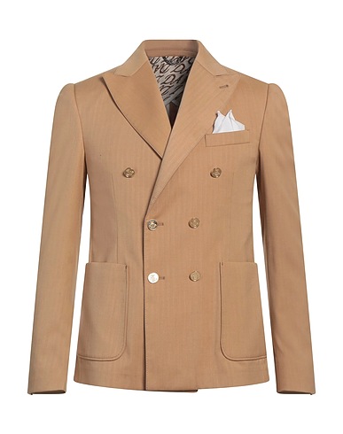 DANIELE ALESSANDRINI Blazer Camel 83% Polyester, 15% Viscose, 2% Elastane
