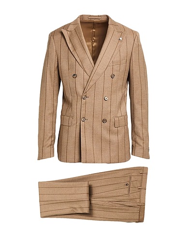 L.B.M. 1911 Suits Beige 98% Virgin Wool, 2% Elastane