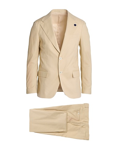 LARDINI Suits Pastel yellow 81% Cotton, 17% Polyester, 2% Elastane