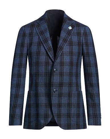 LARDINI Blazer Navy blue 52% Wool, 48% Cotton