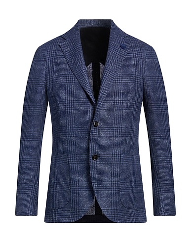 LARDINI Blazer Navy blue 41% Linen, 21% Silk, 21% Wool, 16% Cotton, 1% Textile fibres