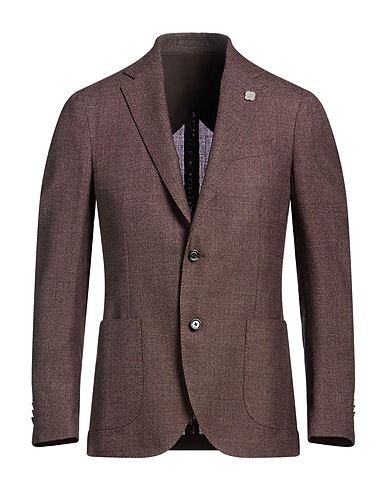 LARDINI Blazer Dark brown 63% Wool, 33% Linen, 4% Silk