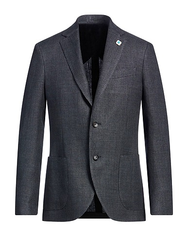 LARDINI Blazer Midnight blue 60% Linen, 40% Wool