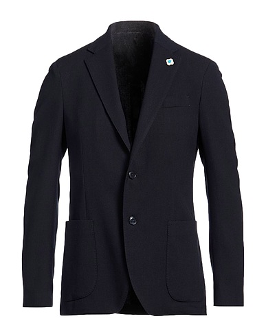 LARDINI テーラードジャケット ミッドナイトブルー ウール 52% / ポリエステル 29% / コットン 17% / ポリウレタン 2%
