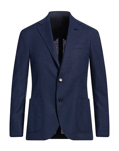 LARDINI Blazer Midnight blue 50% Wool, 40% Cotton, 10% Linen