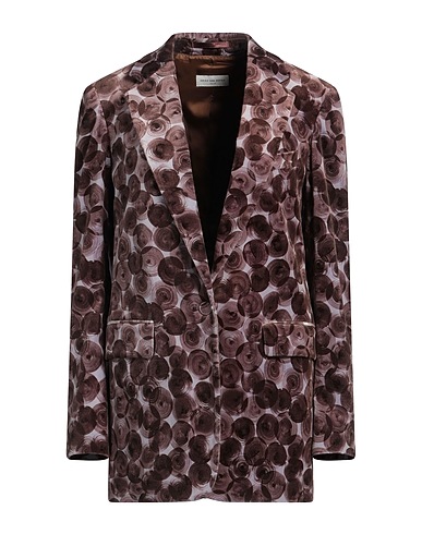 DRIES VAN NOTEN Blazer Dark brown 70% Cotton, 28% Viscose, 2% Elastane