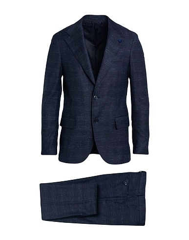 LARDINI Suits Navy blue 53% Virgin Wool, 25% Viscose, 16% Cotton, 4% Linen, 2% Elastane