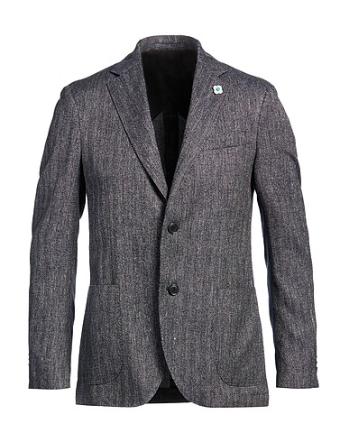 LARDINI Blazer Midnight blue 62% Linen, 26% Cotton, 12% Polyamide