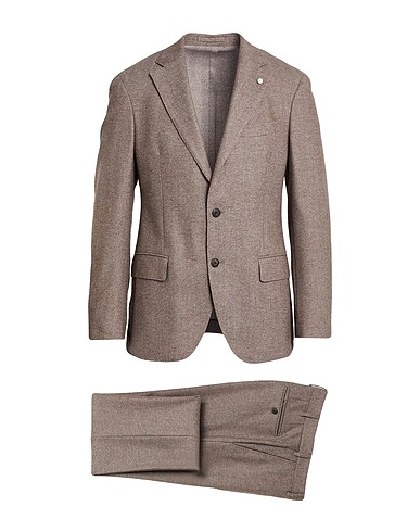 LUIGI BIANCHI Mantova Suits Brown 100% Virgin Wool