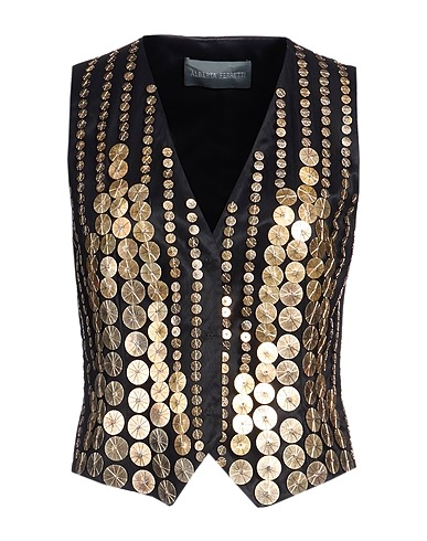 ALBERTA FERRETTI Waistcoat Black 85% Polyester, 15% Silk