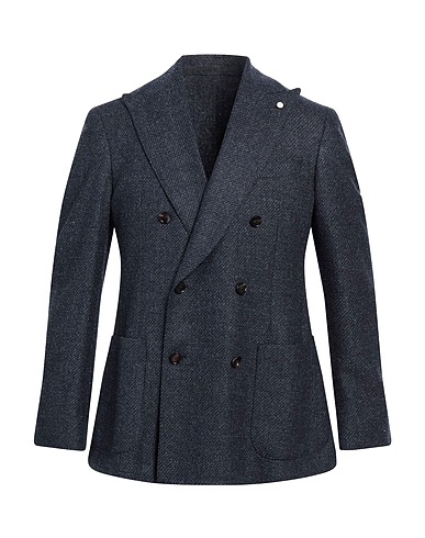 LUIGI BIANCHI Mantova Blazer Navy blue 86% Virgin Wool, 14% Polyester
