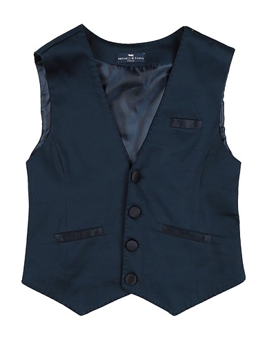 MANUELL & FRANK Waistcoat Navy blue 97% Cotton, 3% Elastane