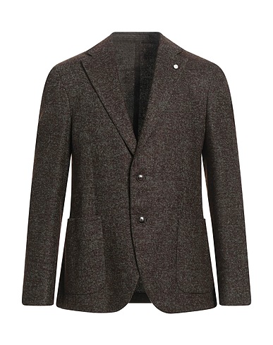 LUIGI BIANCHI Mantova Blazer Dark brown 77% Virgin Wool, 16% Nylon, 6% Cotton, 1% Elastane