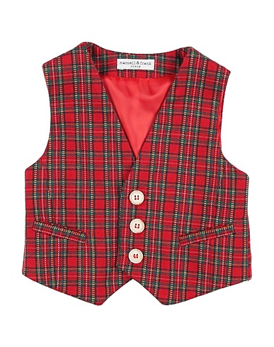 MANUELL & FRANK Suit vest Red 78% Polyester, 19% Viscose, 3% Elastane