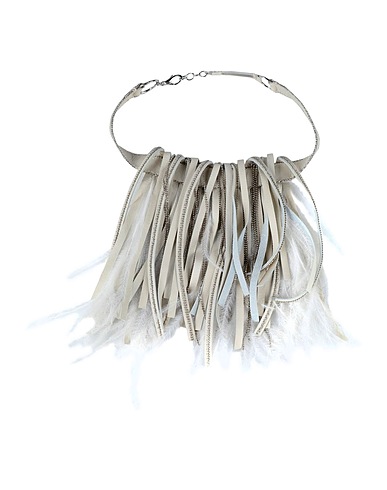 FABIANA FILIPPI Halskette Beige Leder, Metall, Feder