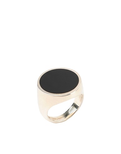 NOVE25 Anello ROUND BLACK ENAMEL SIGNET 
 Nero Argento 925/1000