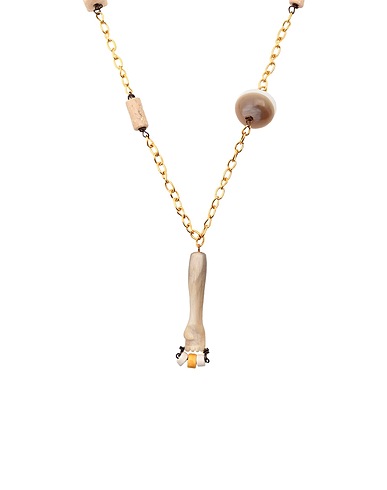 MARNI Necklace Beige Metal, Horn