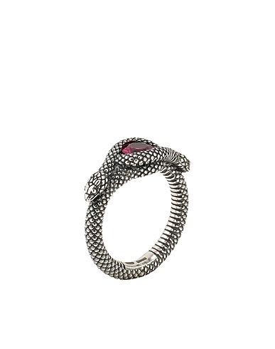 NOVE25 Ring SOLITAIRE CORUNDUM SNAKE
 Silver 925/1000 Silver, Synthetic stone