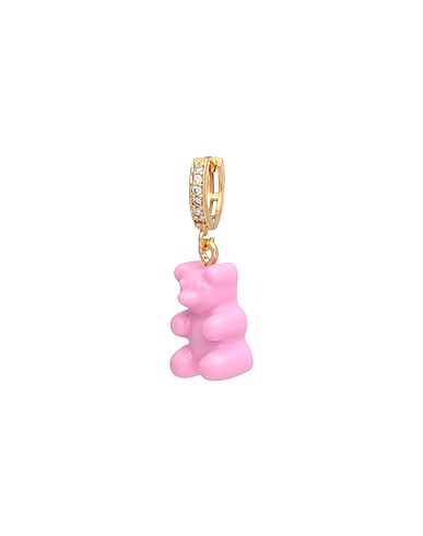 CRYSTAL HAZE Einzelner Ear Cuff und Ohrring NOSTALGIA BEAR HOOP
 Rosa Messing, Vergoldet 750/1000, Zirkonia, Harz