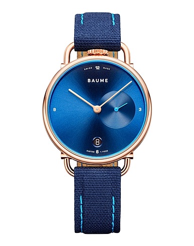 BAUME & MERCIER Wrist watch BAUME
 Midnight blue Steel, Cotton, Cork