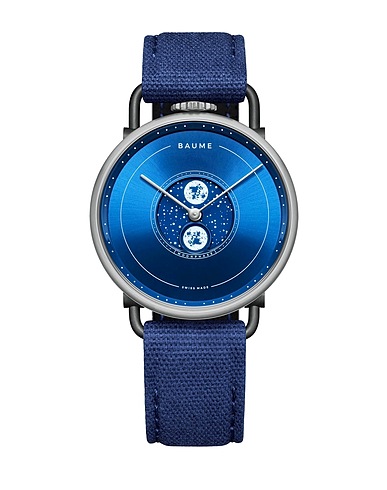BAUME & MERCIER Wrist watch BAUME
 Midnight blue Steel, Cotton