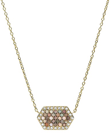 FOSSIL Necklace Gold Stainless Steel, Mother-of-pearl
