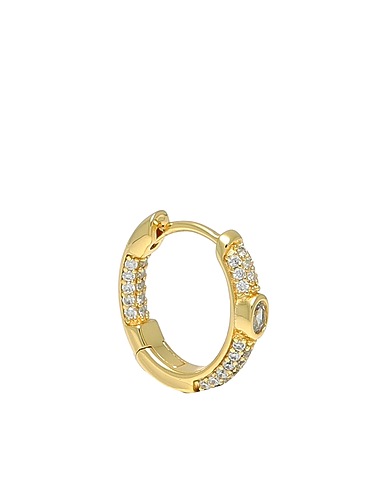 GALLERIA ARMADORO Ear cuff or single earring OVAL MIDDLE DOT
 Gold 100% 925/1000 Silver, 750/1000 gold plated, Cubic zirconia