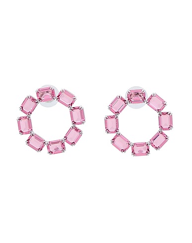 SWAROVSKI Earrings Millenia hoop earrings, Circle, Octagon cut, Pink, Rhodium plated
 Pink Metal, Swarovski® Crystal
