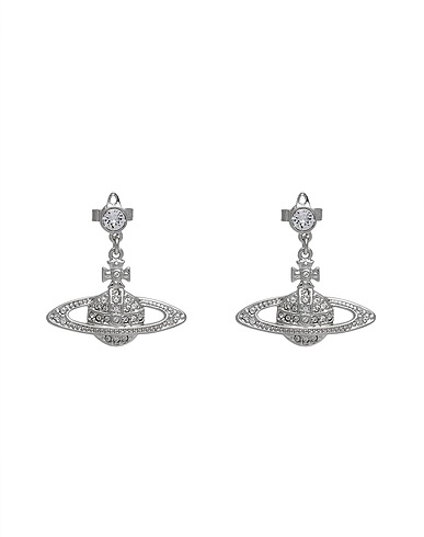 VIVIENNE WESTWOOD Earrings MINI BAS RELIEF DROP EARRINGS
 Silver Brass, Crystal